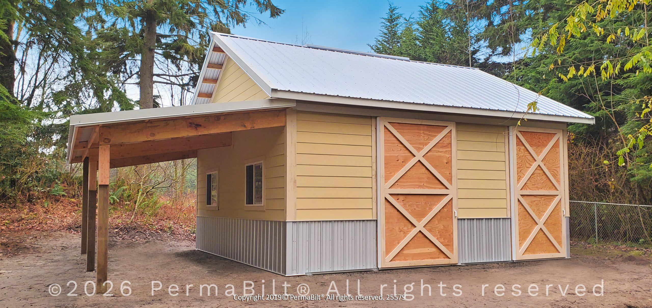 Pole Barn Building with Lean-To in Poulsbo – Kitsap County