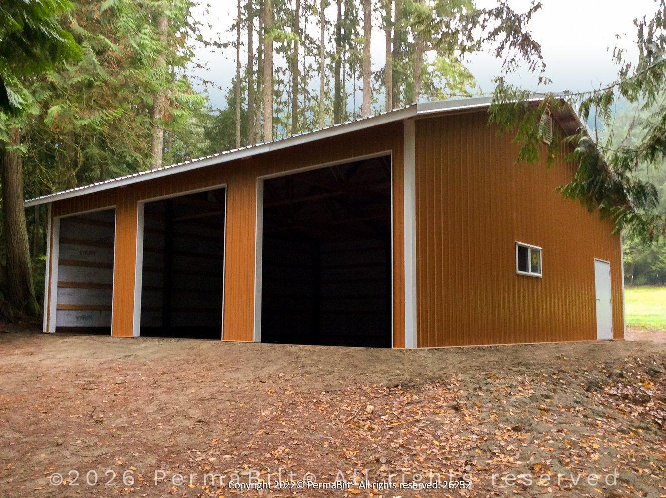 Three Car Garage and Shop Pole Building in Poulsbo – Kitsap County