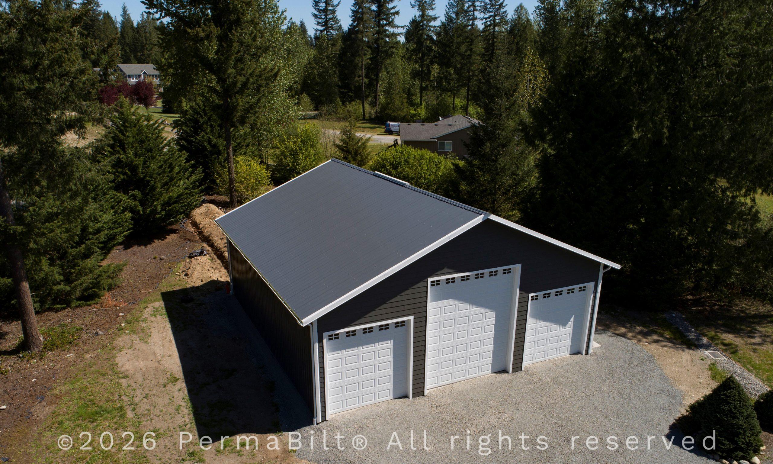 Three-Car Garage Steel Building in Eatonville – Pierce County