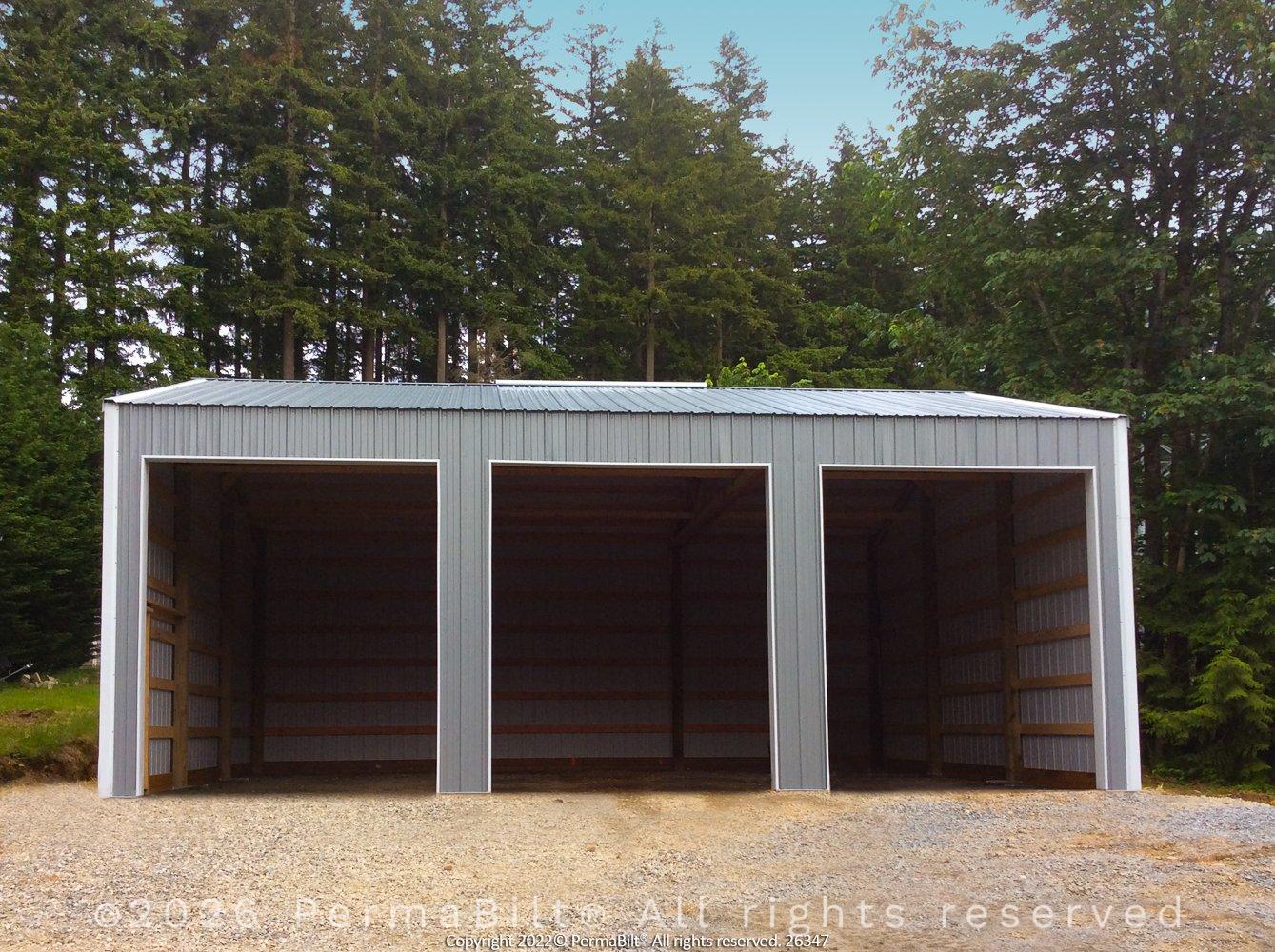 Three Bay Pole Building Garage in Marysville – Snohomish County