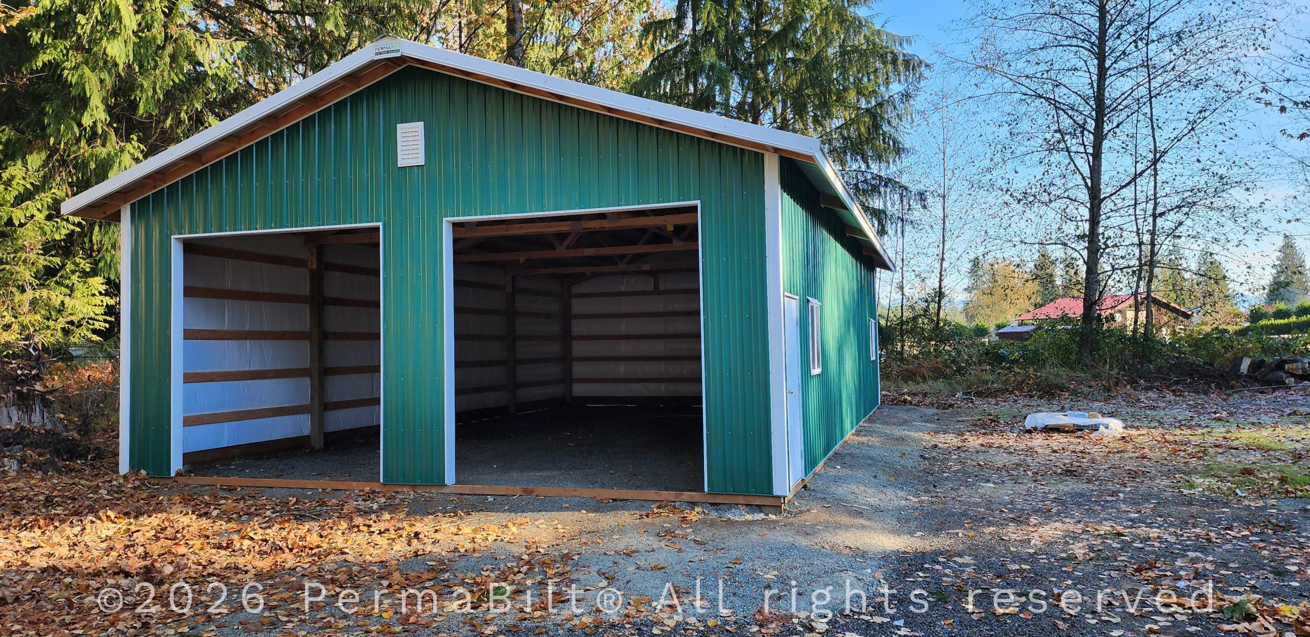 Two Car Garage Pole Building in Arlington – Snohomish County